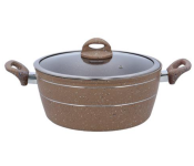Royalford RF9471BGE 30Cm Granite Smart Casserole with Glass Lid - Beige