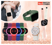 Bundle 1 PCs Set Elastic Metal Strap LED Watch JA156-6 - Blue + 1 PCs Set Elastic Metal Strap LED Watch JA156-3 - Black + 1 PCs Set LED Wrist Watch for Unisex with Silicon Strap - Green + 1 PCs Set Elastic Metal Strap LED Watch JA156-1 - Purple + 1 PCs Set Elastic Metal Strap LED Watch JA156-4 - Green + 1 PCs Set Elastic Metal Strap LED Watch JA156-2- Red + 1 PCs Set Geneva Silicone Band Woman Watch - White + 1 PCs Set Elastic Metal Strap LED Watch JA156-5- Gold + 1 PCs Set LED Wrist Watch for Unisex with Silicon Strap - Rose + 1 PCs Set LED Wrist Watch for Unisex with Silicon Strap - White