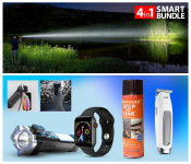 Bundle 1 PCs Set Generic 4 in 1 USB Rechargeable Multi-Function LED Flashlight Waterproof Magnet Car Safety Hammer Emergency Rescue Tool - Black + 1 PCs Set HTC AT-229C Rechargeable Hair Clipper with Stainless Steel Blade - White + 1 PCs Set Generic 700ml Highpower Stop That Leak Water Leak Repair Spray Leaking Repair + 1 PCs Set IWO 8 Sport Smart Watch - Black