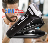 Bundle 1 PCs Set Yoko 3 in 1 Rechargeable Shaver Hair Clipper Nose Trimmer - Black and Gold + 1 PCs Set Nitro Canada 22g Hair Building Fiber - Black