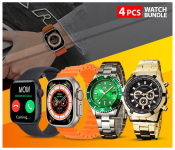 Bundle 1 PCs Set IIK Rotatable Bezel Sapphire Glass Stainless Steel Band Sport Quartz Wrist Watch for Men – Green and Silver + 1 PCs Set T500 Ultra Pro Clip USB Charging Smart Watch Ocean Band Loop Wrist Strap - Orange + 1 PCs Set Top Brand Luxury Men Fashion Watch Date Sports Watches Mens Strap Stainless Steel Wristwatch Relogio Machino - Gold + 1 PCs Set T800 Smart Watch Music Bluetooth Call 1.44 Inch Full Touch Screen - Black