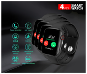 Bundle 4 PCs Set IWO 8 Sport Smart Watch - Black