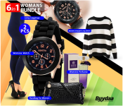 Bundle 1 PCs Set Geneva Silicone Band Woman Watch - Black + 2 PCs Set 3232 Women High Waist Full Length Thick Warm Cotton Knitted Long Leggings + 1 PCs Set EMYC 1100 25ml Womens Perfume + 1 PCs Set Leather Crocodile Pattern Handbag For Women - Black + 1 PCs Set 6060 Womens Stripped Long Sleeve Hoodie - Black