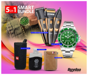 Bundle 1 PCs Set IIK Rotatable Bezel Sapphire Glass Stainless Steel Band Sport Quartz Wrist Watch for Men – Green and Silver + 1 PCs Set Yoko 3 in 1 Rechargeable Shaver Hair Clipper Nose Trimmer - Black and Gold + 1 PCs Set Luxury Card Holder And Wallet Organizer - Assorted Color + 1 PCs Set TG 113 Portable Wireless Bluetooth Stereo High Bass Speaker - Assorted + 1 PCs Set EMYC 304 25ml Gents Perfume