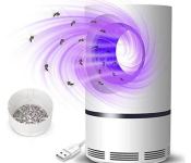 Indoor Bug Zapper with Fan, High Voltage Lighted Mosquito Lamp Trap, USB Cable Plug-in Electric Insect Killer Catching Moth Mosquitoes Gnat Fruit Flies (NO Battery)