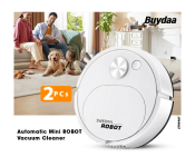 Bundle 2 PCs Set Automatic Mini ROBOT Vacuum Cleaner Sweeping Robot,Ultra Slim Tangle-Free Suction, Daily Floor Schedule Cleaning, Super Powerful Suction Cleaning, Perfect for Hardwood Floors, Wood Floors and Living Room Hair