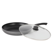 Royalford RF11978 Aluminum Fry Pan With Tempered Glass Lid 28CM - Grey 
