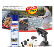 Bundle 1 PCs Set Generic 48V High Pressure Portable Washer Cordless Car Washing Gardening Tool Spray Gun - Black + 1 PCs Set TODAY OFFER - FREE V-MAFA 650ml Car Care Multi-Purpose Foam Car Cleaner SAR 59 FREE