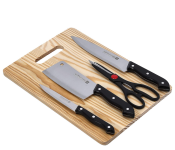 Royalford RF9946 5 Pcs Deluxe Cutting Set With Cleaver Knife Chef Knife Scissor Utility Knife And Cutting Board