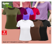 Pack of 7 Womens Casual Top Round Neck T-Shirt