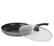 Royalford RF11977 Aluminum Fry Pan With Tempered Glass Lid 26 CM - Grey
