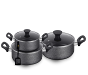 Delcasa DC1750 Aluminum Non Stick Cookware Set 7 Pieces - Grey 
