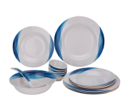Delcasa DC2152 Melamine Ware Dinner Set 14Pieces - White And Blue