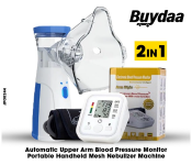 Bundle 1 PCs Set Portable Handheld Mesh Nebulizer Machine For Kids, Adults Home And Travel Use + 1 PCs Set Automatic Upper Arm Blood Pressure Monitor With LCD Digital Display
