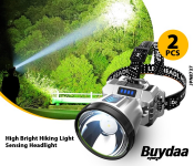 Bundle 2 PCs Set High Bright Hiking Light Sensing Headlight Super Bright Mobile Charging LED Head Lamp Rechargeable