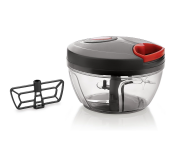 Delcasa DC3142 3 Stainless Steel Blade Smart Pull Chopper - Grey And Red