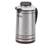 Delcasa DC3166 1.3 L Double Wall Vacuum Flask With Pink Glass Inner And Stainless Steel Body - Black And Silver