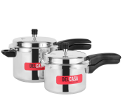 Delcasa DC3377 3L And 5 L Combo Aluminum Pressure Cooker Equipped With Improved Pressure Regulator Handle Anti Implosion Lid And Stepped Bottom Design - Silver
