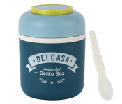 Delcasa DC3213 780 ML Lunch Box With 2 Layers And Stainless Steel Inner Tray With Foldable Spoon - Blue