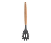 Delcasa DC3177 Silicone Spaghetti Server with Wooden Handle - Black And Brown