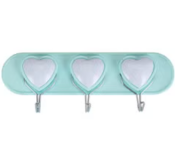Delcasa DC2603 3 Hook Heart Hanger Blue Image