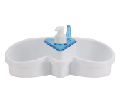 Royalford RF10977 2-in-1 Sink Organizer Provides Space for Brush Holder Sponge Holder Soap Dispenser - Blue and White