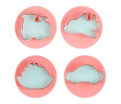 Royalford RF10971 Toy Shaped Cookie Cutters with Handle 4pcs ABS Mould - Multicolor