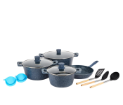 Royalford RF12488 Nonstick Aluminum Cookware Set Chef Pride Die Cast Granite Coated 12Pcs - Blue