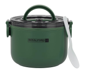Royalford RF11104 1.0Litre Single Layer Stainless Steel Round Lunch Box - Green