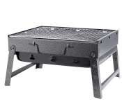 Royalford RF10357 Barbecue Stand with Grill Foldable Charcoal Folding Tabletop Kabab Smoker Grill for Outdoor Camping - Black 