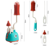 Rabbit Baba Silicone 4-in-1 Baby Bottle Brush Set,Nipple Brush, Bottle Brush, Straw Brush， Safe and Durable, Easy to Clean and Dry，Cleaning Set，Uniform Storage Base，Draining Base