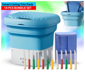 Bundle 1 PCs Set Mini Portable Folding Washing Machine For Home And Travel + 1 PCs Set Taqdeer SD-2002 Double Hand Soap Dispenser - Blue + 1 PCs Set Fuxwell High Quality Stainless Steel 3inch knife set - 12Pcs