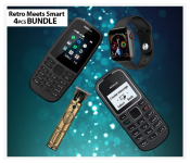Bundle 1 PCs Set Nokia 1280 Mobile Phone - Black + 1 PCs Set Nokia 105 Dual Sim Mobile Phone -Black + 1 PCs Set Vkarh Retro Rechargeable Cordless Hair Clipper for Men- Gold + 1 PCs Set IWO 8 Sport Smart Watch - Black