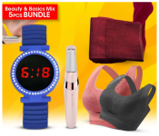 Bundle 1 PCs Set Elastic Metal Strap LED Watch JA156-6 - Blue + 1 PCs Set 3232 Women High Waist Full Length Thick Warm Cotton Knitted Long Leggings + 1 PCs Set RMN Wanhengda Pedi Electronic Finishing Touch Tool and Callus Remover - Rose Gold + 2 PCs Set Adjustable Bra Soft and Comfortable- free size