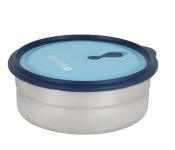 Royalford RF12627 1000 ml Stainless Steel Lunch Box with Polymer Lid And Steam Release Vent - Blue And Silver