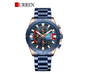 Curren JPN8401BL Fashion Wristwatch Mens Quartz Stainless Steel Band Casual Sport Chronograph Watch - Blue