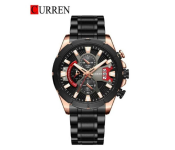 Curren JPN8401BR Original Brand Stainless Steel Band Wrist Watch For Men - Black