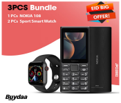 Bundle 1 PCs Set NOKIA 108 Mobile Phone + 2 PCs Set IWO 8 Sport Smart Watch - Black