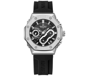Naviforce JPNNF8035G 8035G Men's Chronograph Sports Watch – Waterproof, Luminous, Silicone Strap - Black