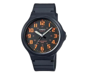 Casio JPNCMW Men's Youth Water Resistant Analog Watch Mw-240-4bvdf -Black with Orange 
