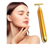 Usuny 24k Golden Pulse Facial Massager face roller face massager for anti-aging fine lines, 24K vibrating face roller electric face massager machineT-Shape Electric Sign Face Massage Tools for Sensitive Skin Face Pull Tight Firming Lift 