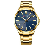 Curren JPN8322GBL Watches Men Fashion Watch Stainless Steel Band Wrist Watch Business Clock Waterproof Relogio - Blue