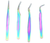 Rainbow Eyelash Extension Tweezer Set 4pcs Precision Image