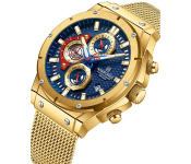 Naviforce 8027S Blue Gold Men’s Watch | Stylish Quartz Analog Stainless Steel Wristwatch