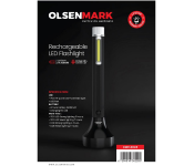Olsenmark OMFL2849 Rechargeable LED Flashlight – Hi-Power, COB Side Light, USB, 2400mAh, Black
