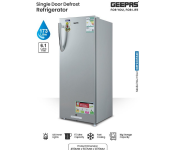 Geepas 173L Single Door Refrigerator GRF2205SXE – Fast Cooling, Chiller, Vegetable Crisper, LED Light, Silver