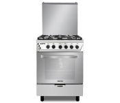 Geepas GCR6060FSE 60x60cm Free Standing Gas Cooking Range, 4 Burners, Stainless Steel Oven
