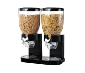 Double Jar Food Dispenser Kitchen Storage Container for Cornflakes/Cereal/Pulses/Beans/Oatmeal/Candy/Namkeen/Dry Food PVC - 500 gm, 2 Piece, Black