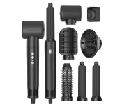 Hair Dryer & Styling Set ,7 Interchangeable Attachments, Blow Dryer Brush, Straightening Comb, Curling Wand for Complete Salon Finish at Home