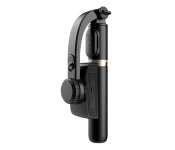Smartphone Gimbal Stabilizer & Tripod Selfie Stick ,Wireless Remote Bluetooth Connectivity, Aluminum Alloy, Portable & Foldable Design for iPhone & Android, Q08 Model (Black/Gold)